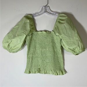 DO + BE Landry Smock Short Sleeve Top in Lime. Small. NWT.